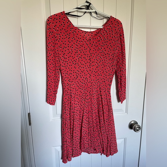 GAP coral long sleeve dress with black polka dots in size 4 - Picture 3 of 4